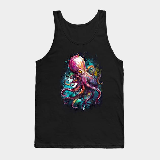 Octopus paint splatter Tank Top by NemfisArt